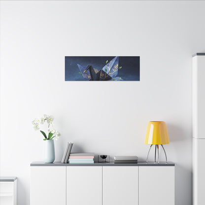 Kintsugi Paper Fold in Moonlight | Crackle Gold Canvas Art