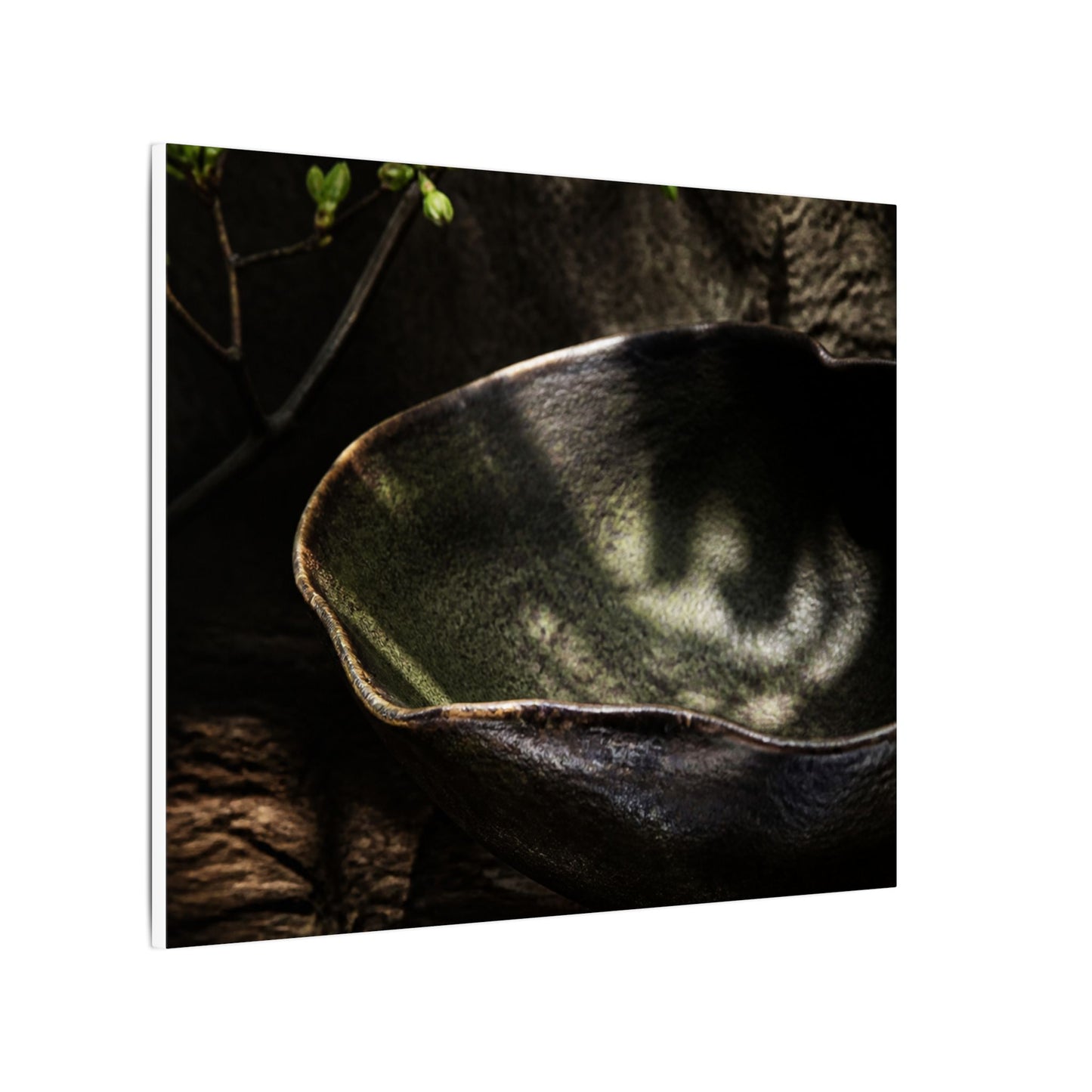 Sophisticated Ceramic Bowl Canvas Art - Dark Texture Dark Japandi