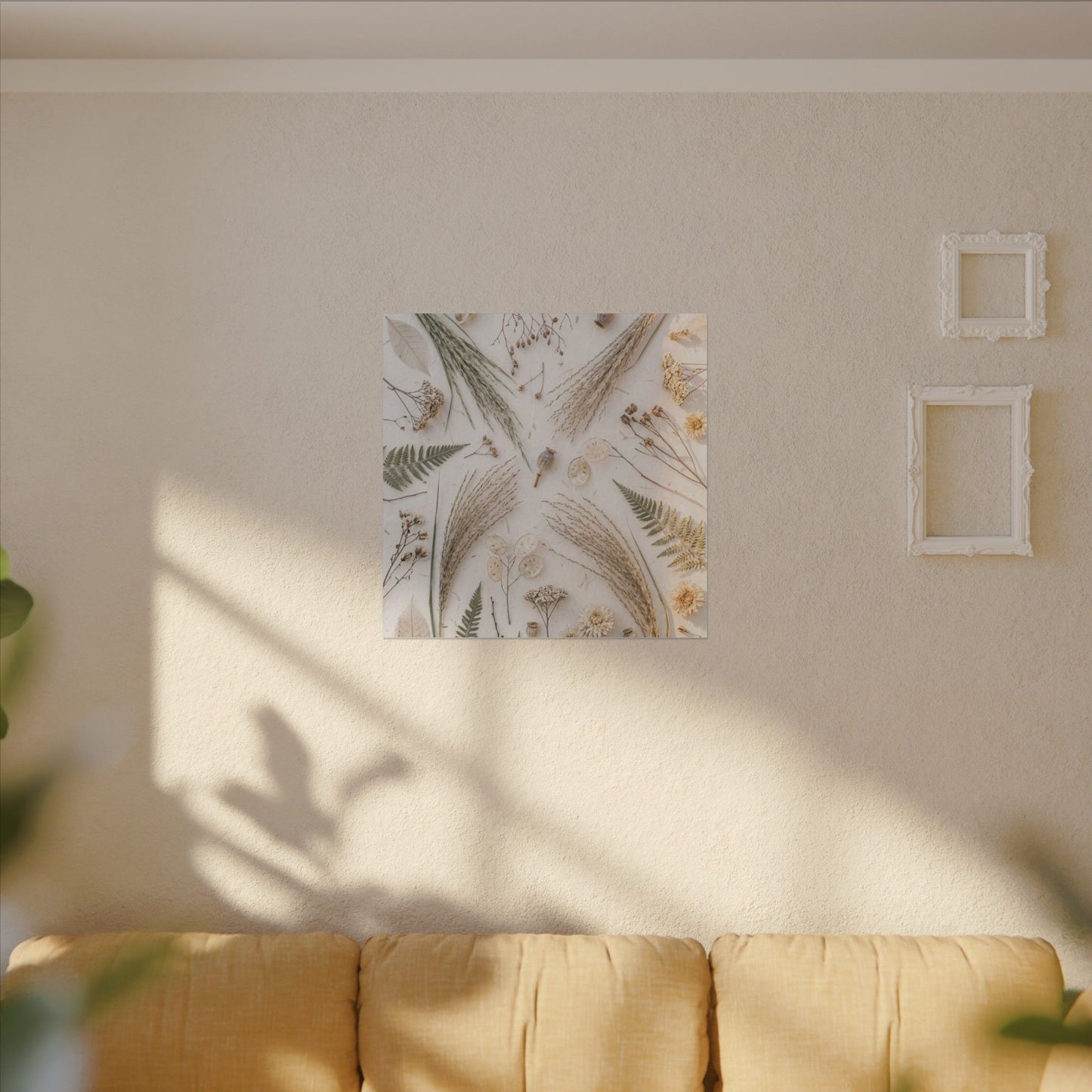 Elegant Dried Flowers Canvas Art - Japanese Pattern Japandi