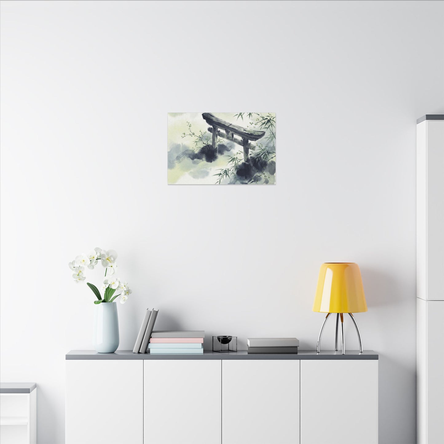 Torii Gate Sumi E Canvas Art | Serene Zen Art