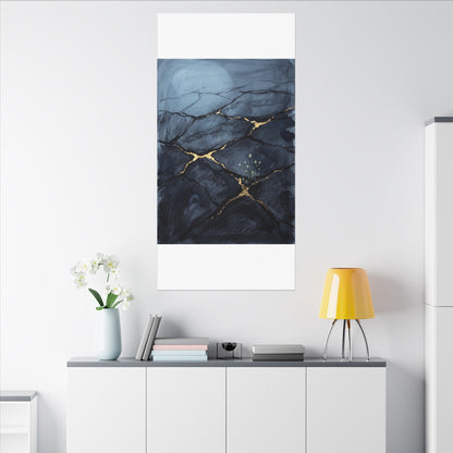 Mono No Aware Cracked Earth Canvas Art - Dark Japandi Charcoal Ink
