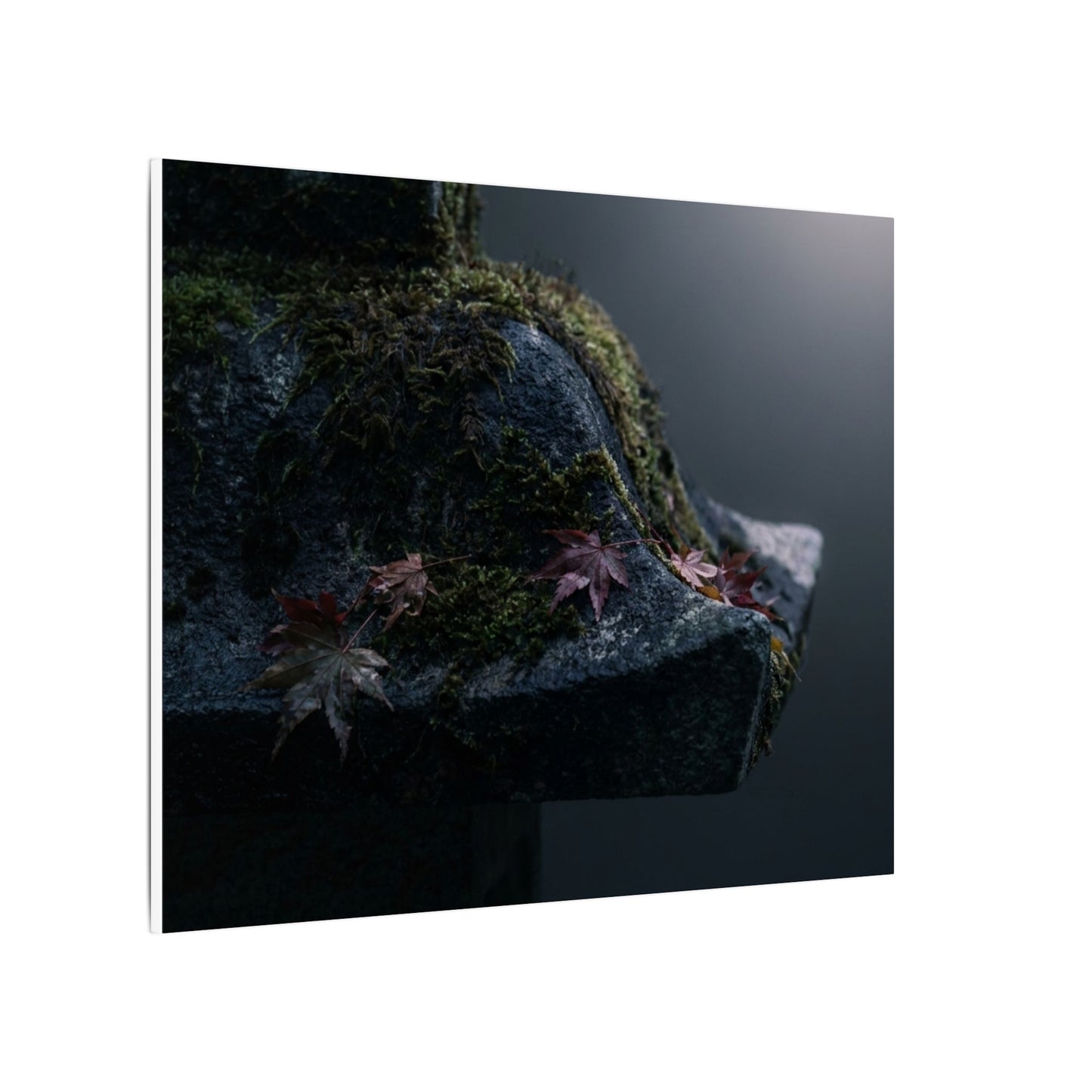 Stone Lantern Moody Minimal Canvas Art | Sophisticated Dark Japandi Art