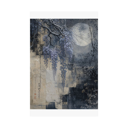 Moonlight Wisteria Wall Art Print - Japandi Seijaku