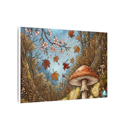Autumn Cherry Blossom Mushroom Illustration Canvas Art | Enchanting Decor