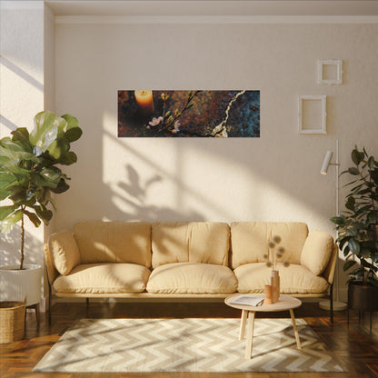 Kintsugi Rust Patina in Candlelight | Gold Repair Canvas Art