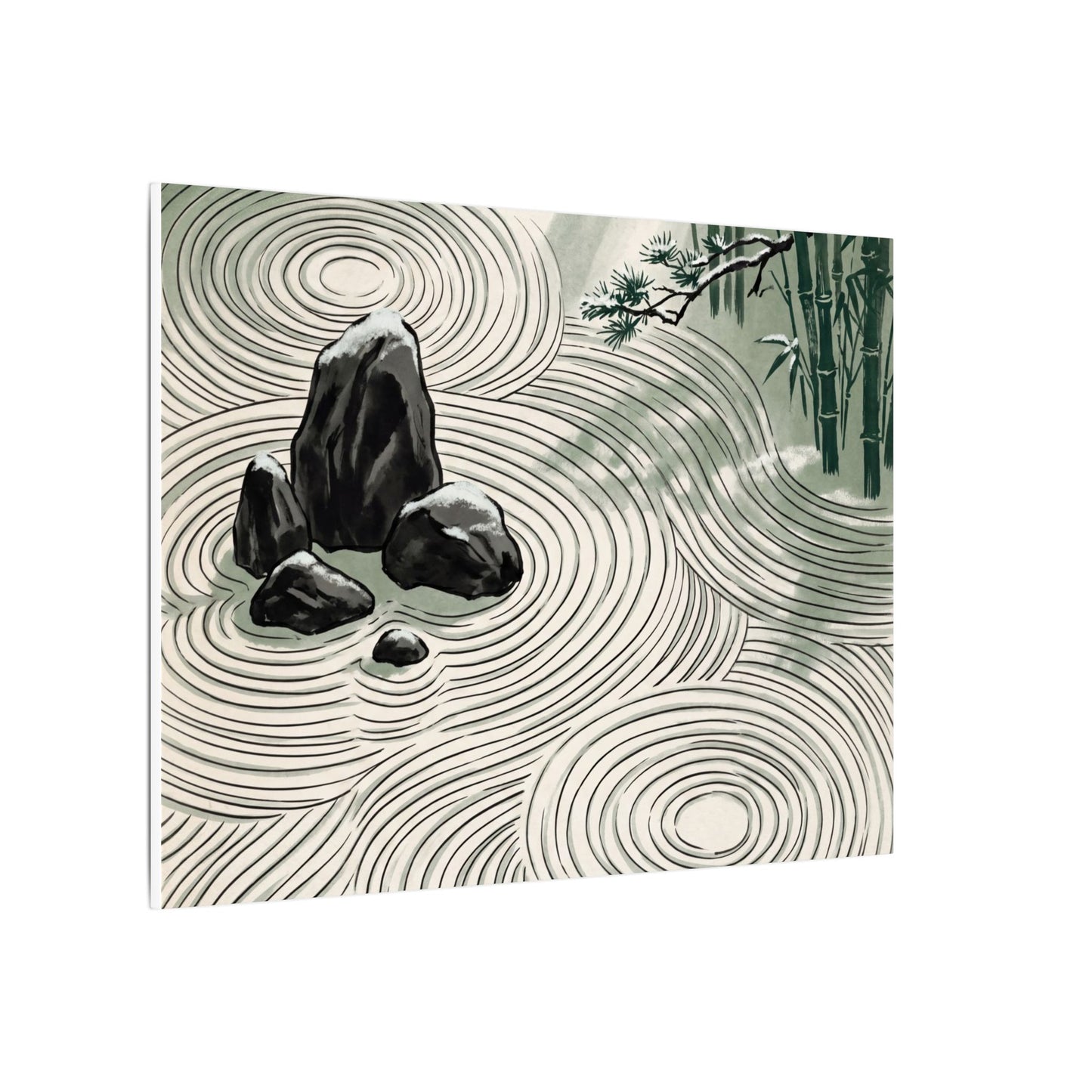 Shibui Rock Garden Canvas Art - Zen Ukiyo E Inspired