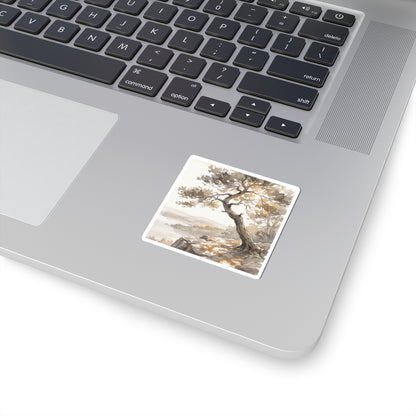 Neutral Pine Tree Sticker - Watercolor Japandi