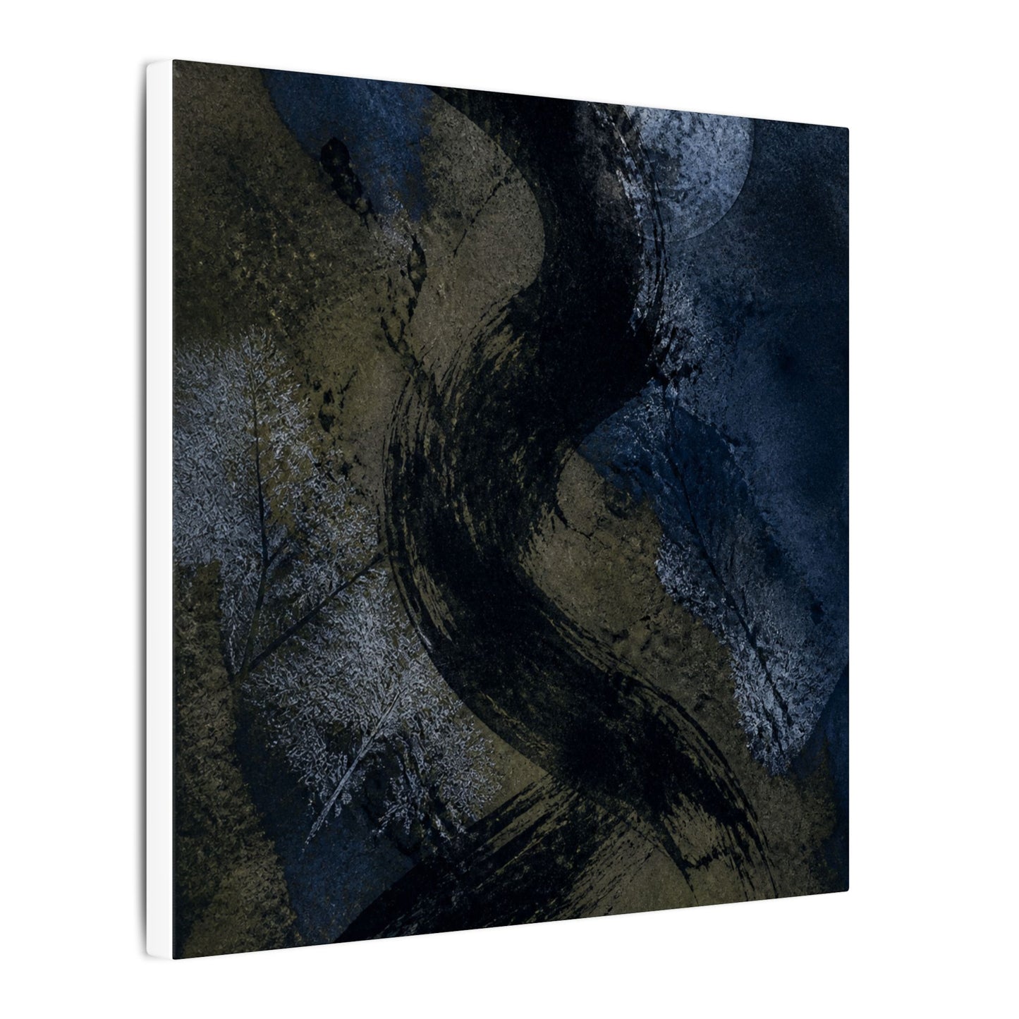 Shibui Ink Brushstroke Canvas Art - Dark Japandi Dark Texture