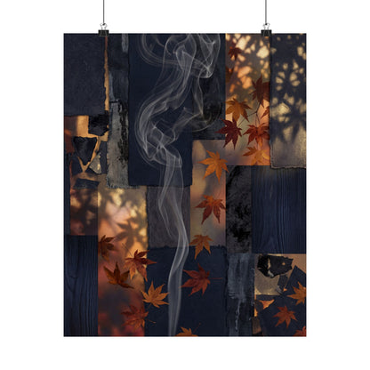 Dappled Incense Smoke Wall Art Print - Dark Japandi Seijaku Art Print