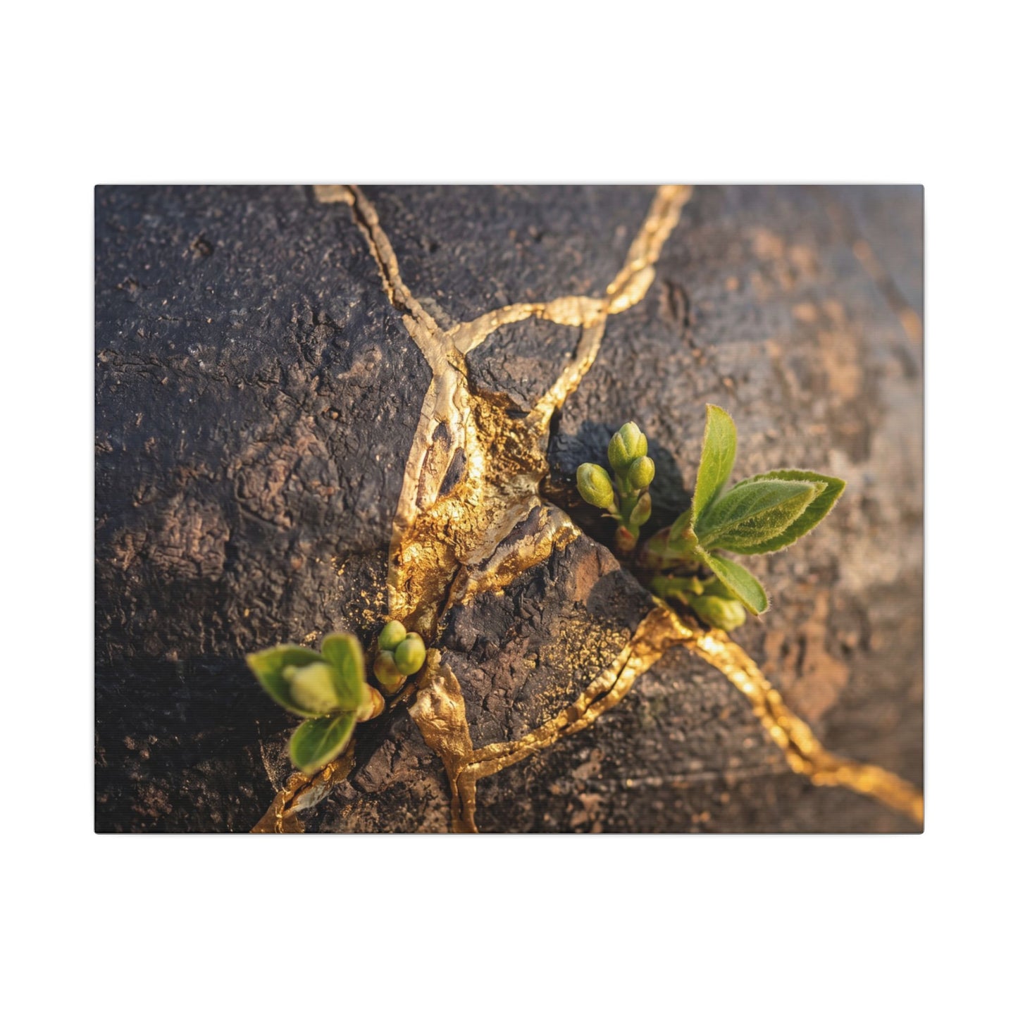 Rust Patina Gold Repair Canvas Art | Resilient Kintsugi Art