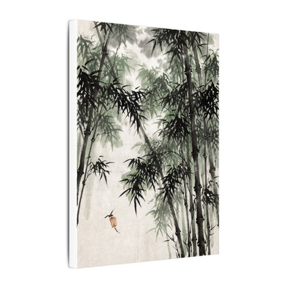 Zen Bamboo Grove in Overcast | Sumi E Canvas Art