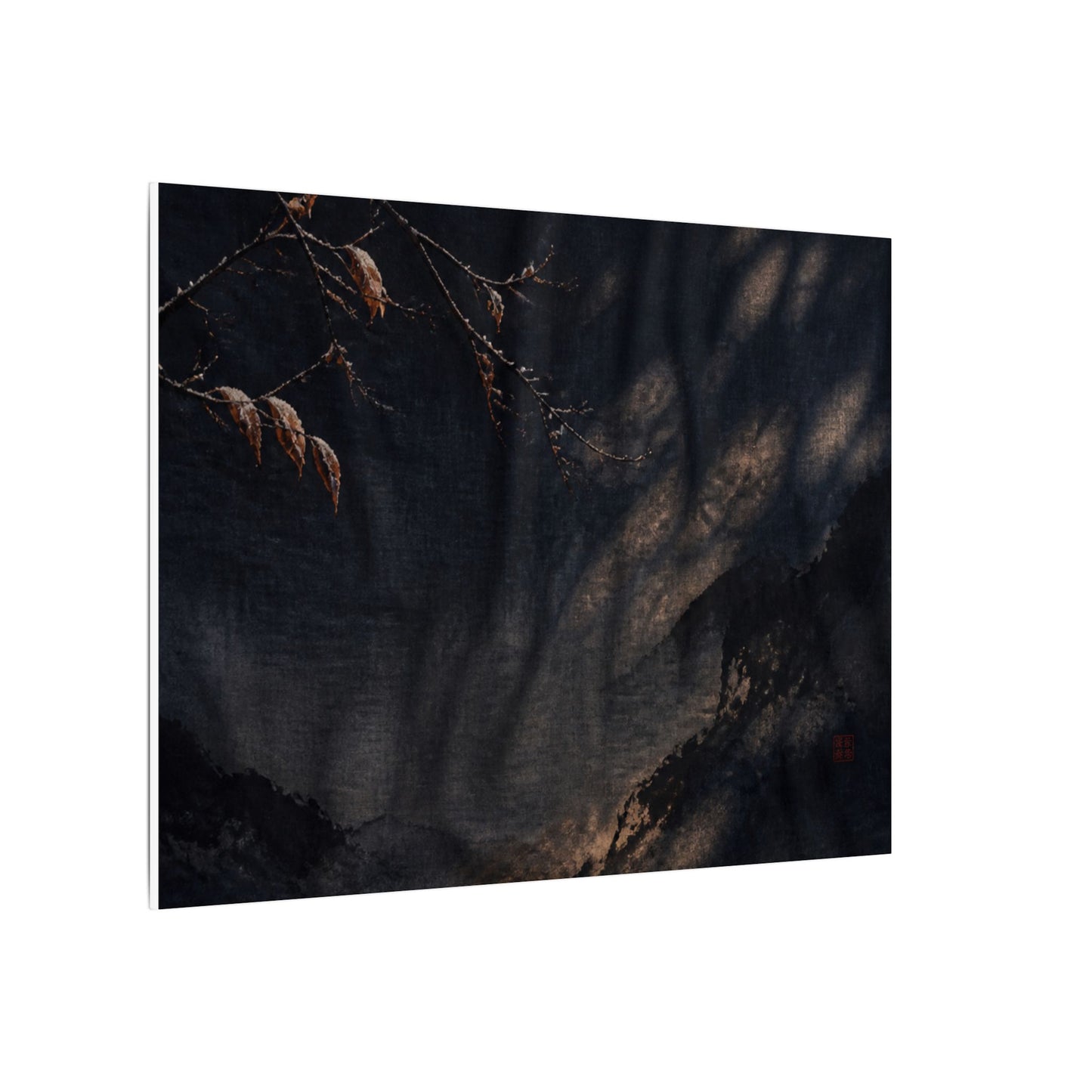Atmospheric Silk Drape Canvas Art - Charcoal Ink Dark Japandi