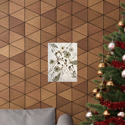 Kanso Dried Flowers Wall Art Print - Japandi Japanese Pattern