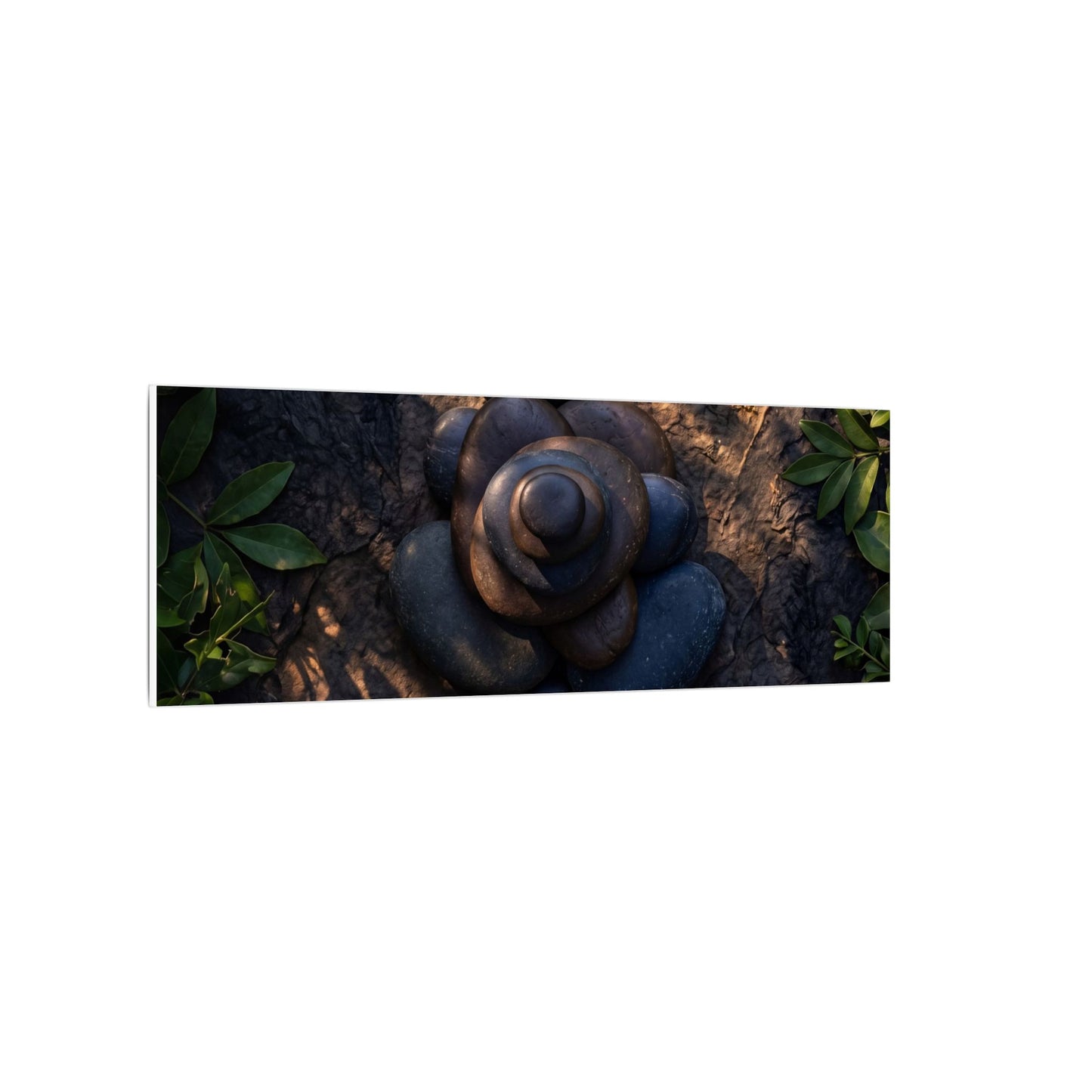 Ma River Stones Canvas Art - Dark Japandi Dark Texture