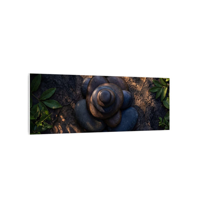 Ma River Stones Canvas Art - Dark Japandi Dark Texture