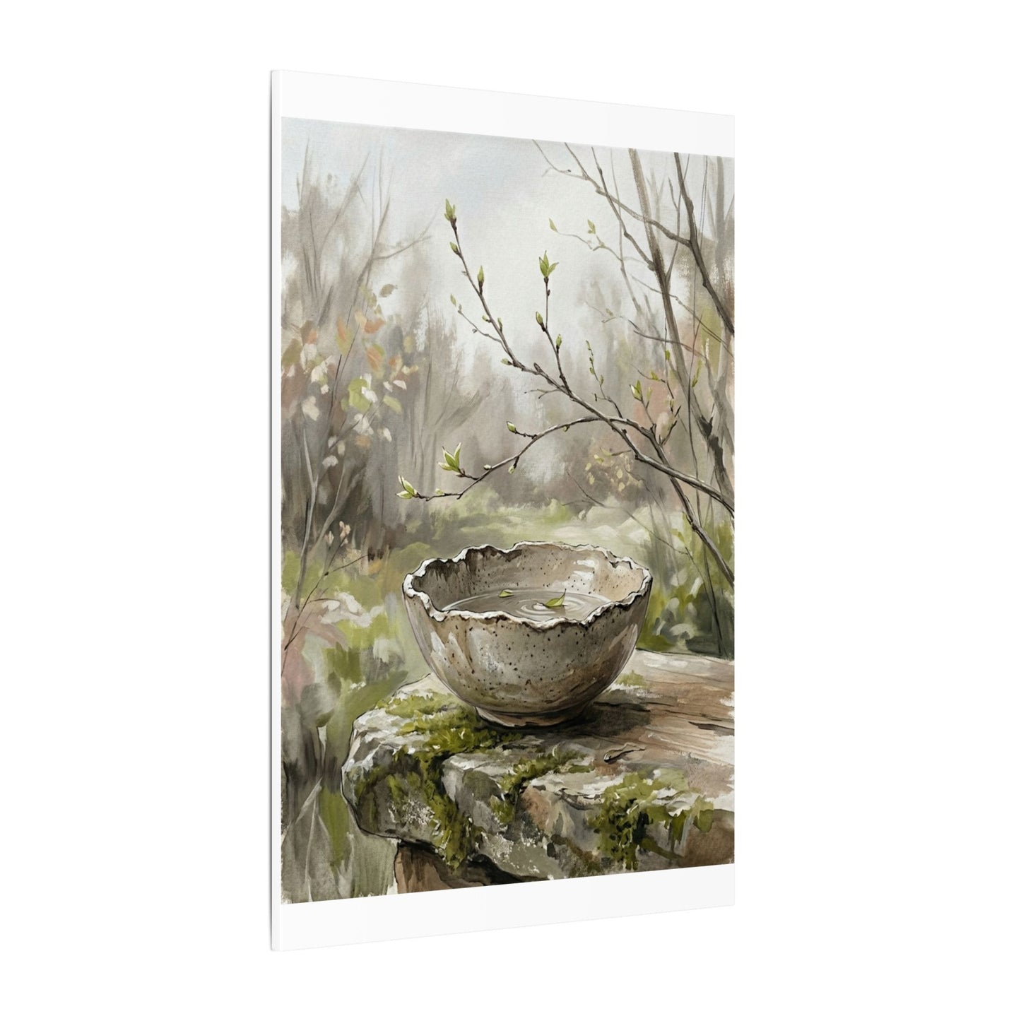 Japandi Ceramic Bowl in Overcast | Minimal Line Canvas Art