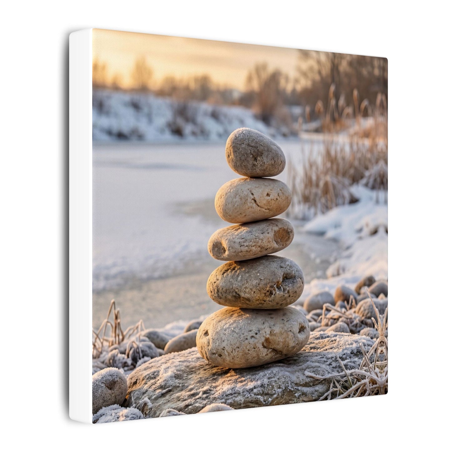 Ma River Stones Canvas Art - Japandi Japanese Pattern