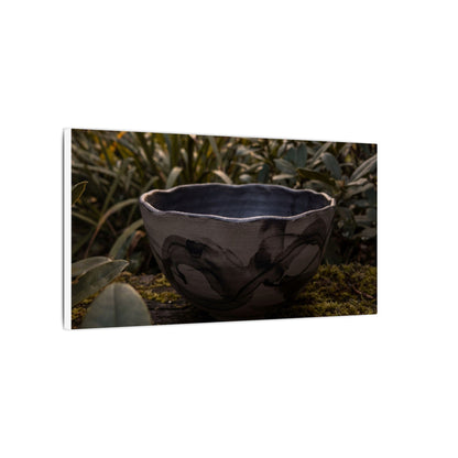 Ceramic Bowl Canvas Art | Summer Dark Japandi Charcoal Ink Art
