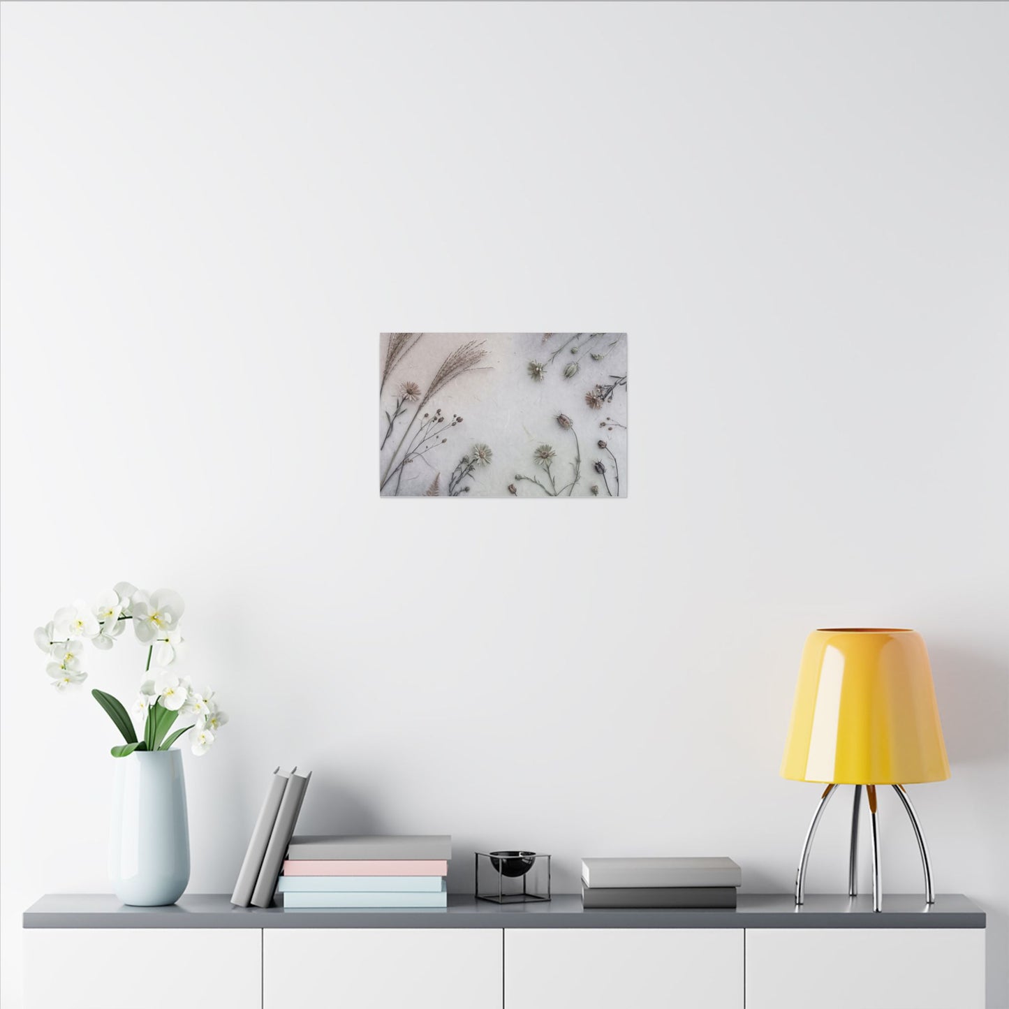 Dried Flowers Japanese Pattern Canvas Art | Elegant Japandi Art