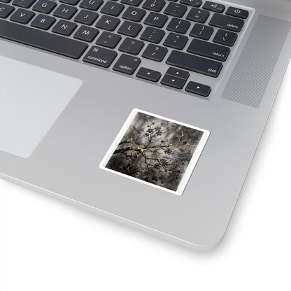 Cherry Blossom Crackle Gold Sticker | Healing Kintsugi Art