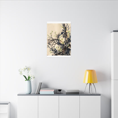Ma Shadow Play Canvas Art - Dark Japandi Charcoal Ink