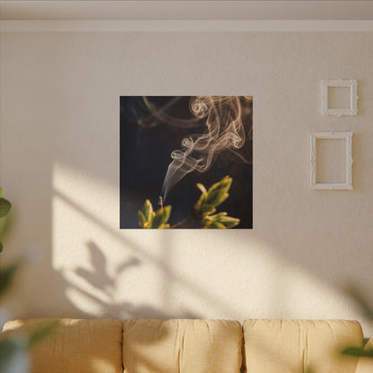 Incense Smoke Spring Canvas Art | Dark Japandi Atmospheric Design