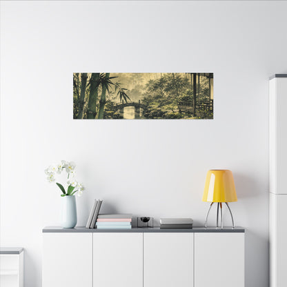 Moonlit Garden Sumi E Canvas Art | Calm Zen Art