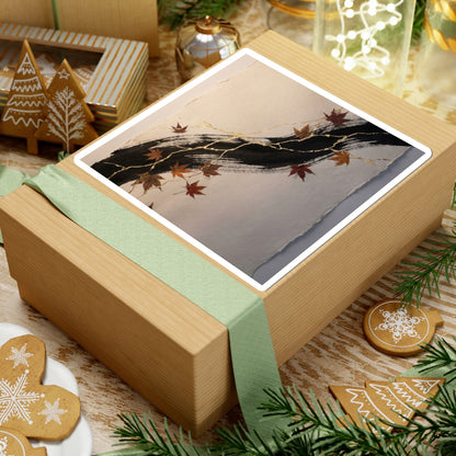 Ink Brushstroke Sticker | Autumn Kintsugi Gold Vein Art