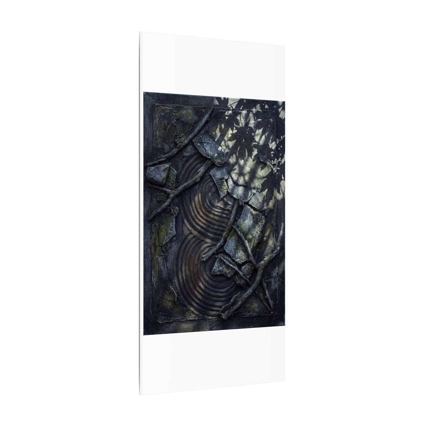 Rock Garden Canvas Art | Winter Dark Japandi Dark Texture Art
