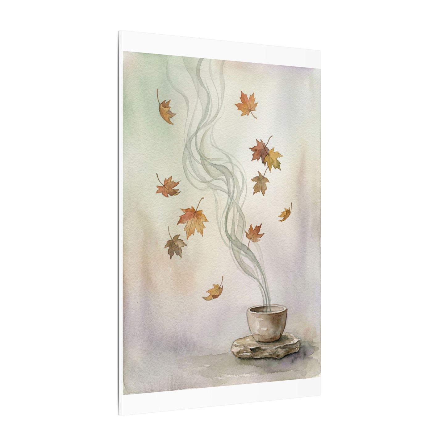 Incense Smoke Canvas Art | Autumn Japandi Watercolor Art