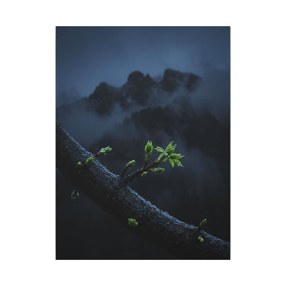 Moonlight Mountain Mist Canvas Art - Dark Japandi Kanso
