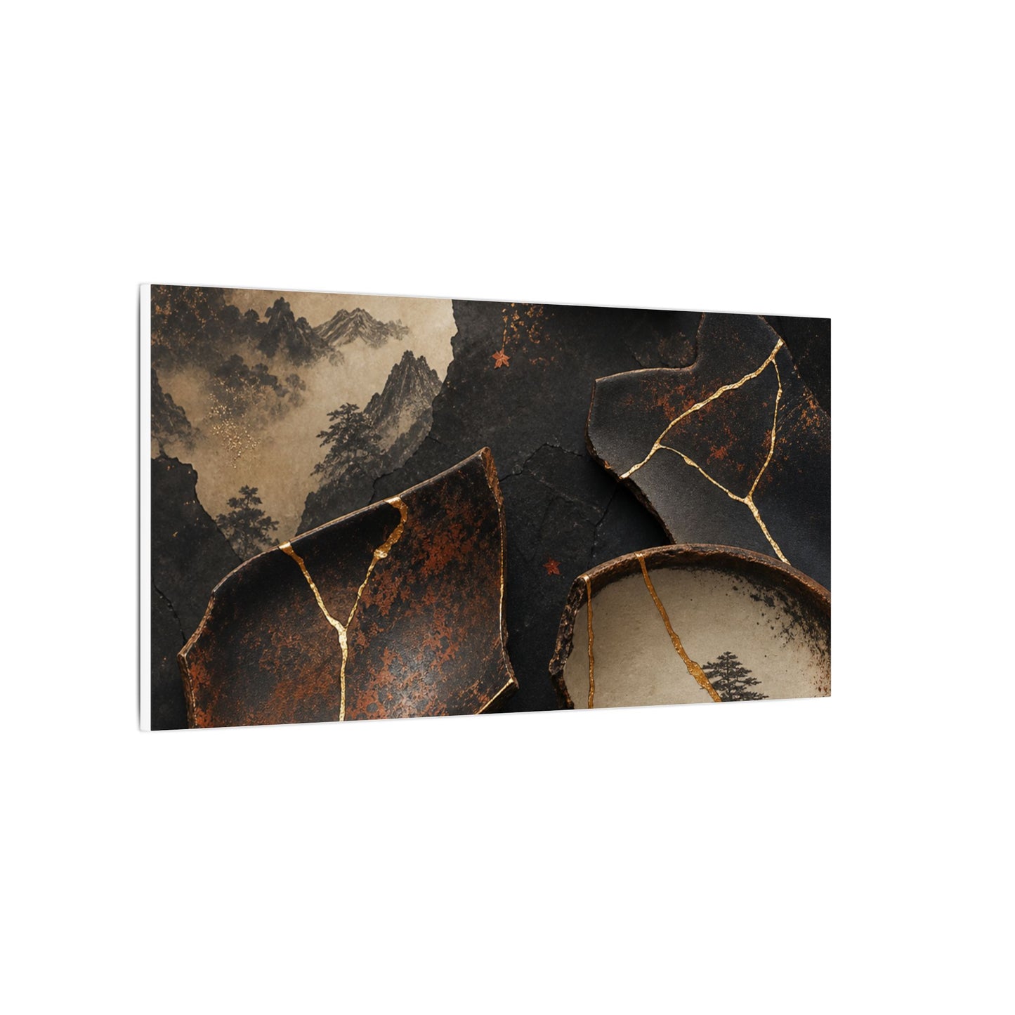 Broken Pottery Gold Vein Canvas Art | Philosophical Kintsugi Art