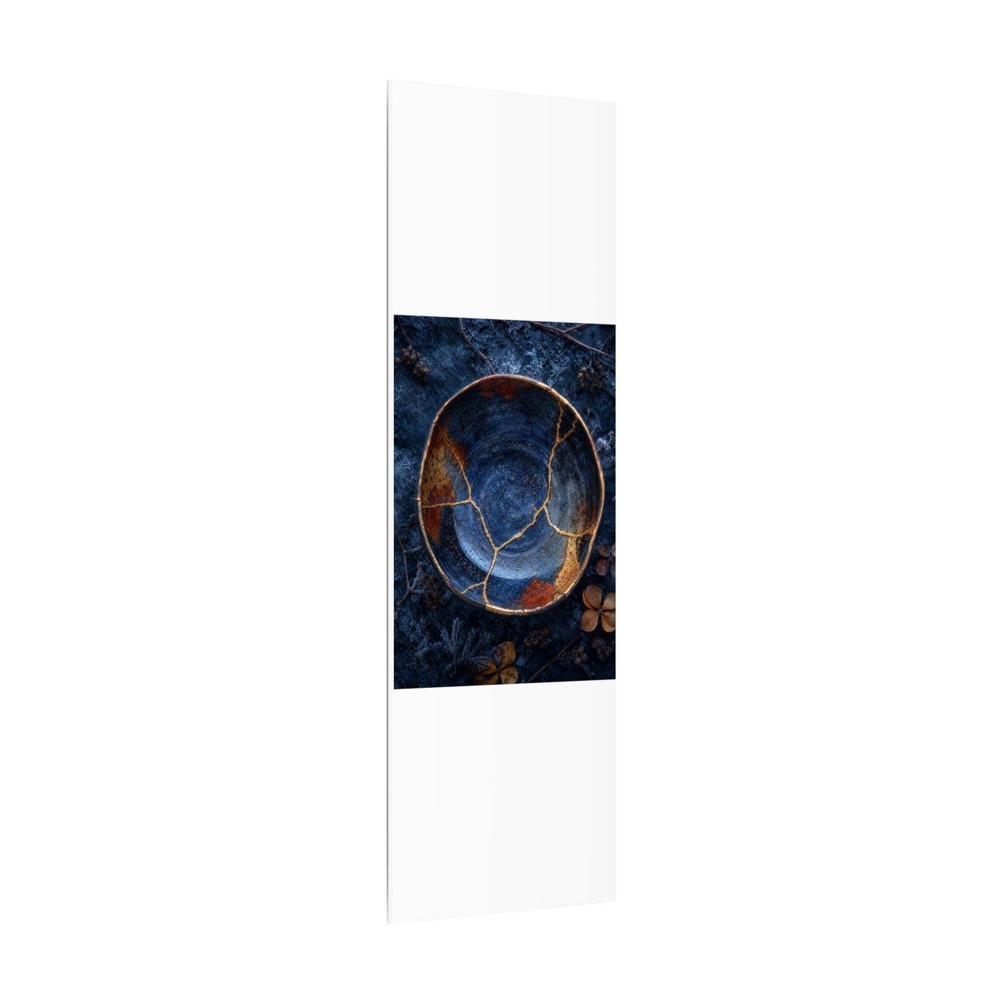 Kintsugi Ceramic Bowl in Moonlight | Crackle Gold Canvas Art