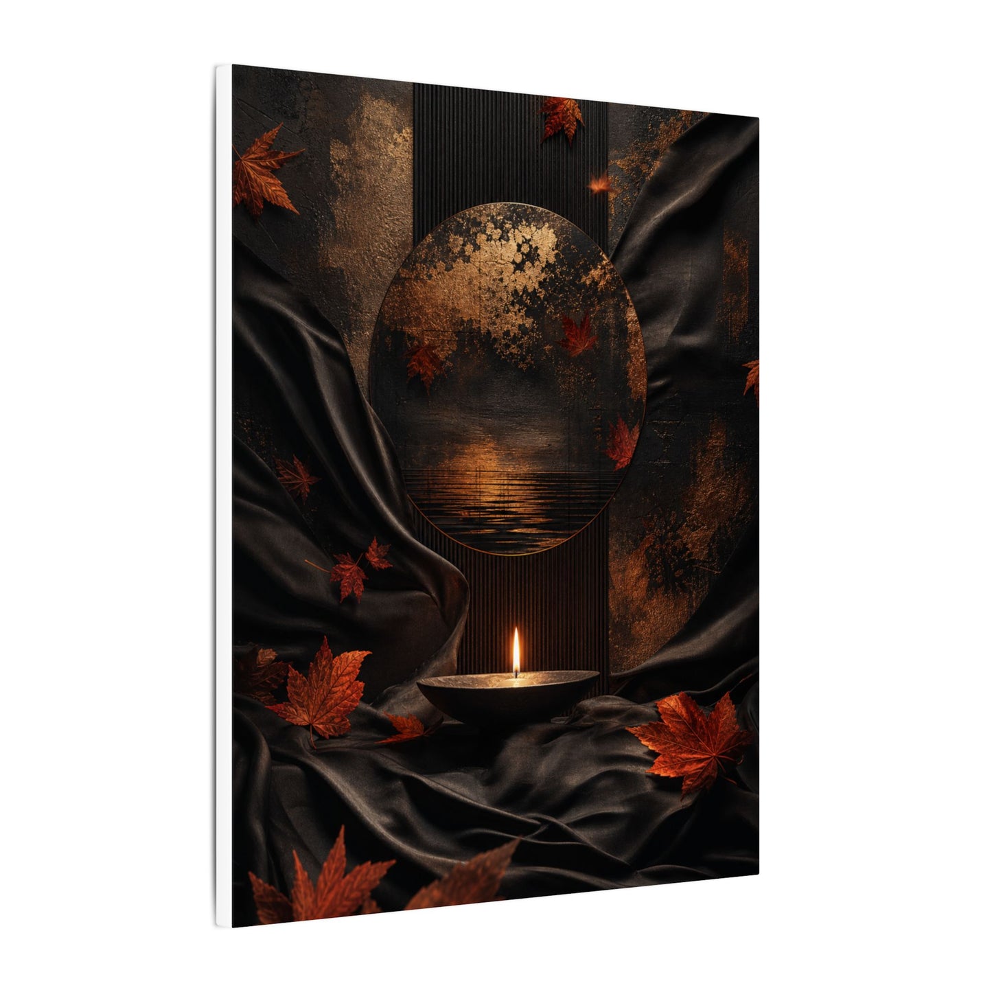 Silk Drape Autumn Canvas Art | Dark Japandi Moody Design