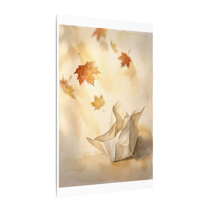 Japandi Paper Fold in Golden Hour | Watercolor Canvas Art