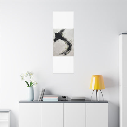 Ink Brushstroke Spring Canvas Art | Dark Japandi Sophisticated Design