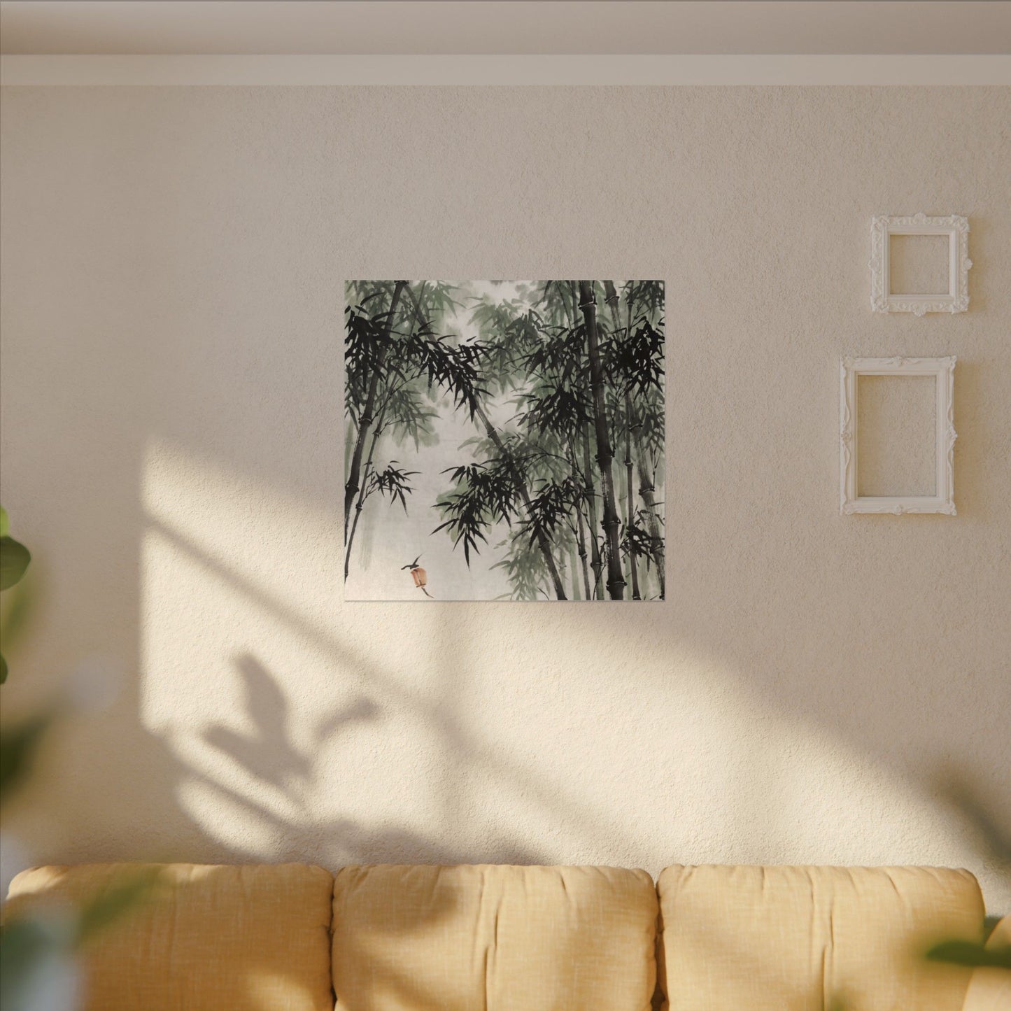 Zen Bamboo Grove in Overcast | Sumi E Canvas Art