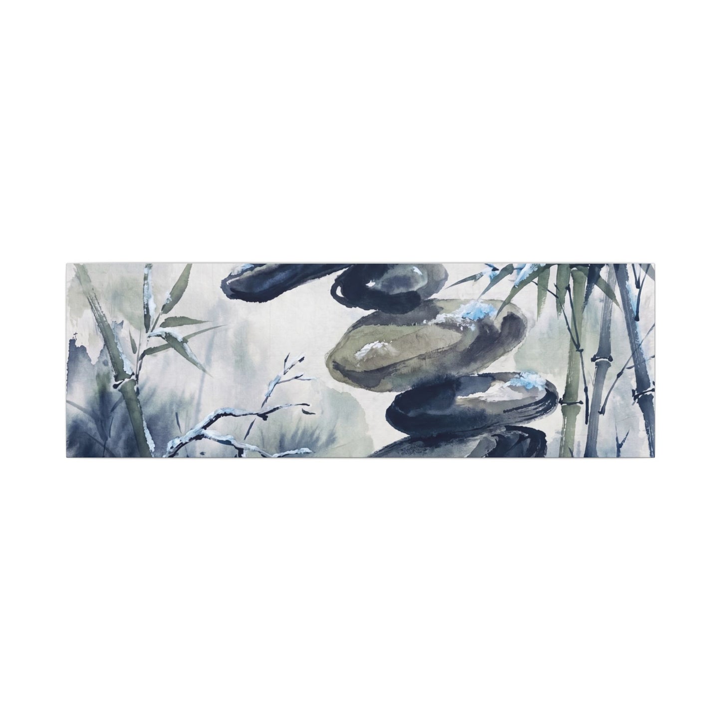 Zen River Stones in Moonlight | Sumi E Canvas Art