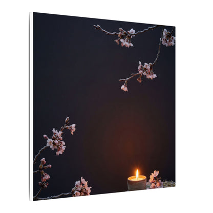 Dark Japandi Cherry Blossom in Candlelight | Moody Minimal Canvas Art