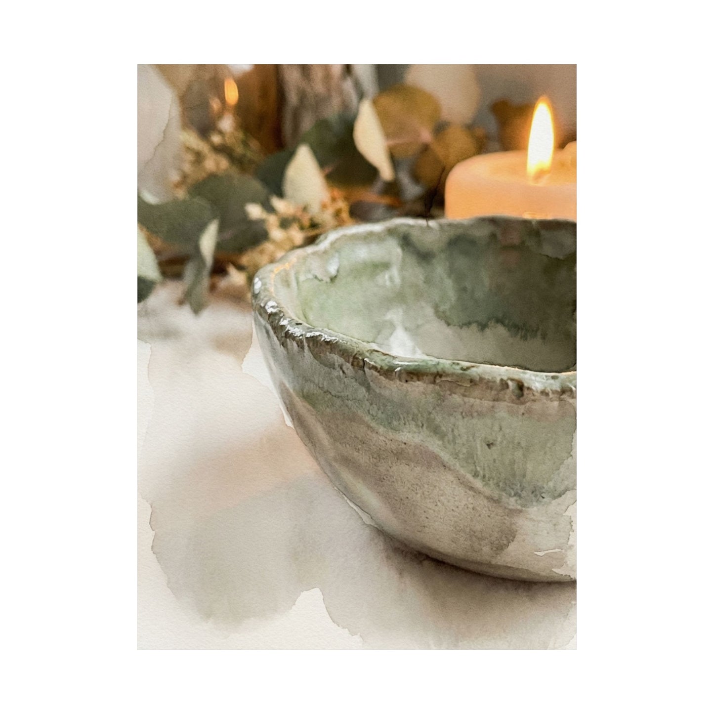 Ceramic Bowl Wall Art Print | Summer Japandi Watercolor Art