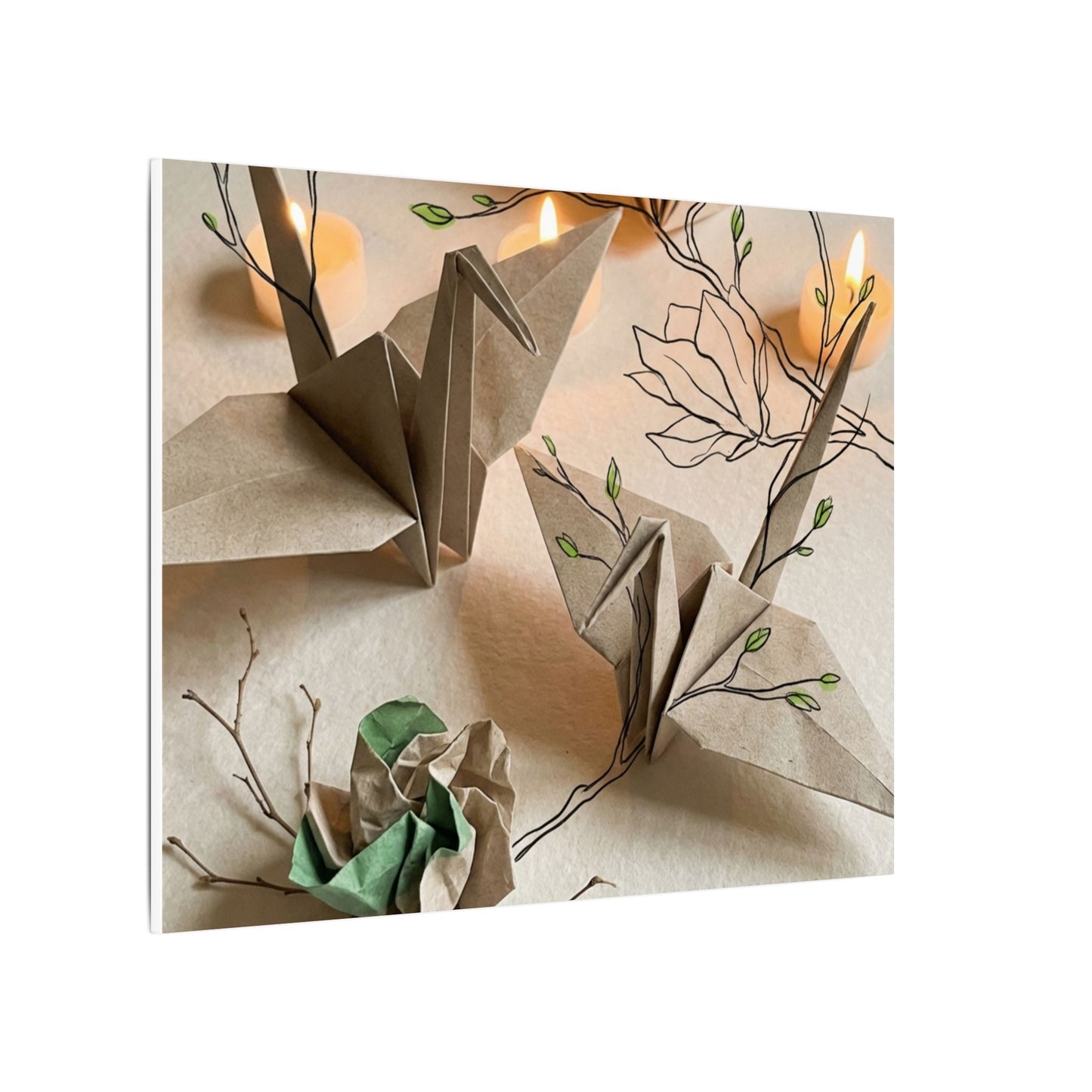 Paper Fold Spring Canvas Art | Japandi Earthy Design