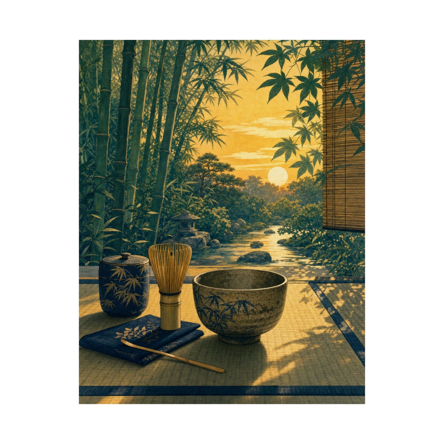 Tea Ceremony Wall Art Print | Summer Zen Ukiyo E Inspired Art