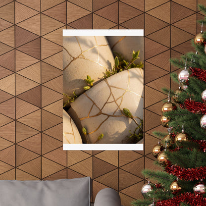 Artful Broken Pottery Wall Art Print - Gold Vein Kintsugi