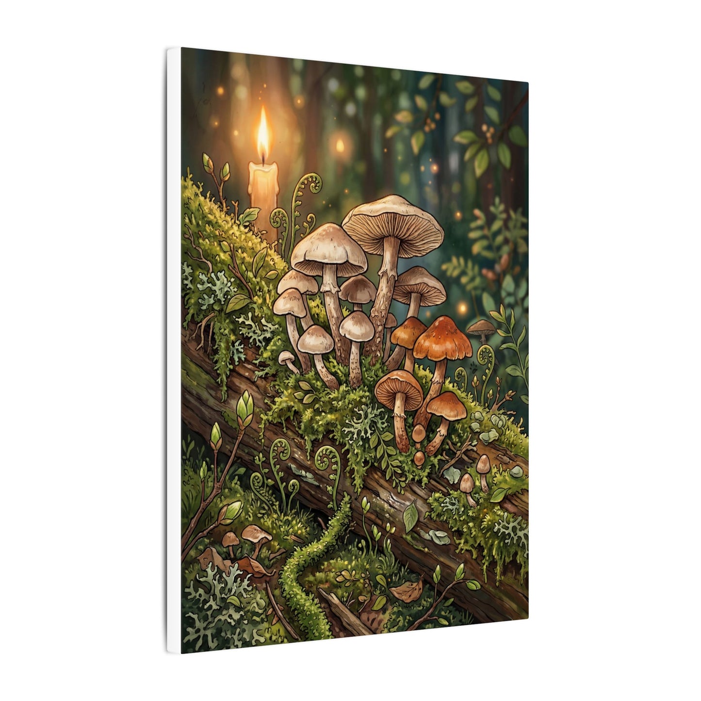 Spring Wild Mushrooms Herbarium Canvas Art | Rustic Decor