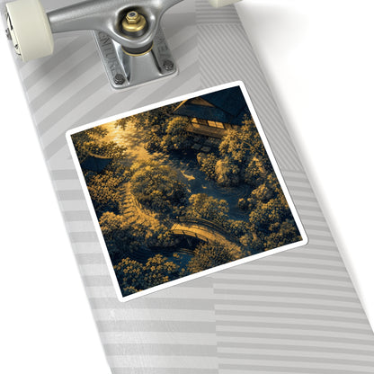 Tranquil Moonlit Garden Sticker - Ukiyo E Inspired Zen