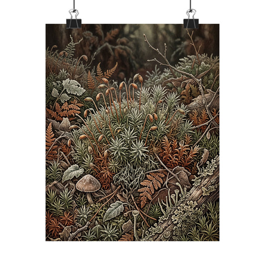 Kanso Moss Close Up Wall Art Print - Cottagecore Vintage Botanical