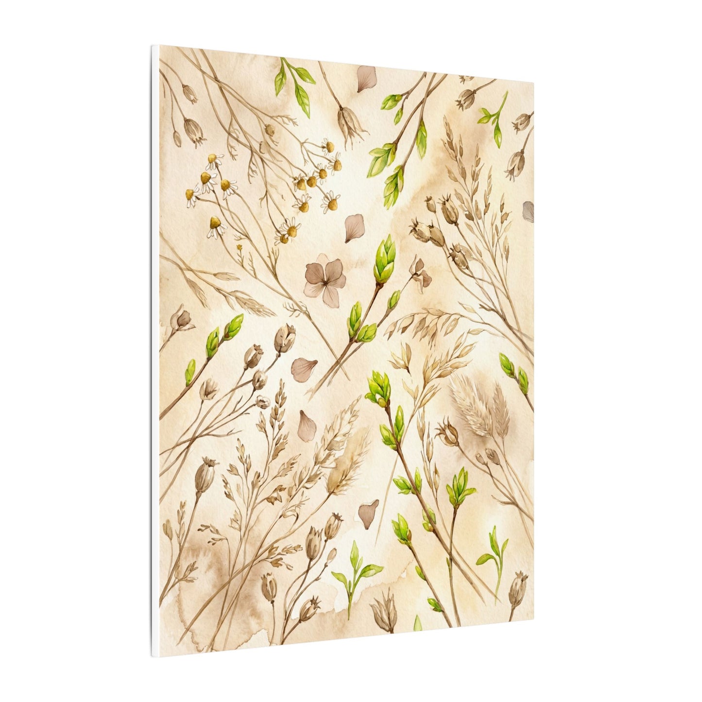 Spring Dried Flowers Watercolor Canvas Art | Earthy Decor