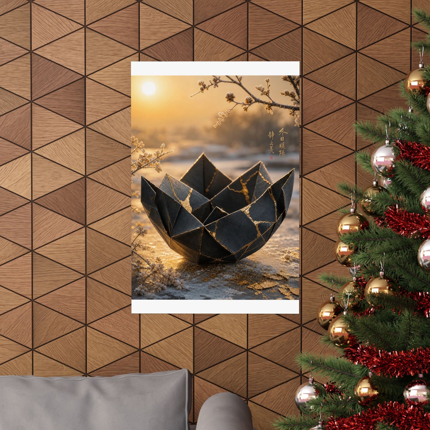 Paper Fold Gold Repair Wall Art Print | Resilient Kintsugi Art