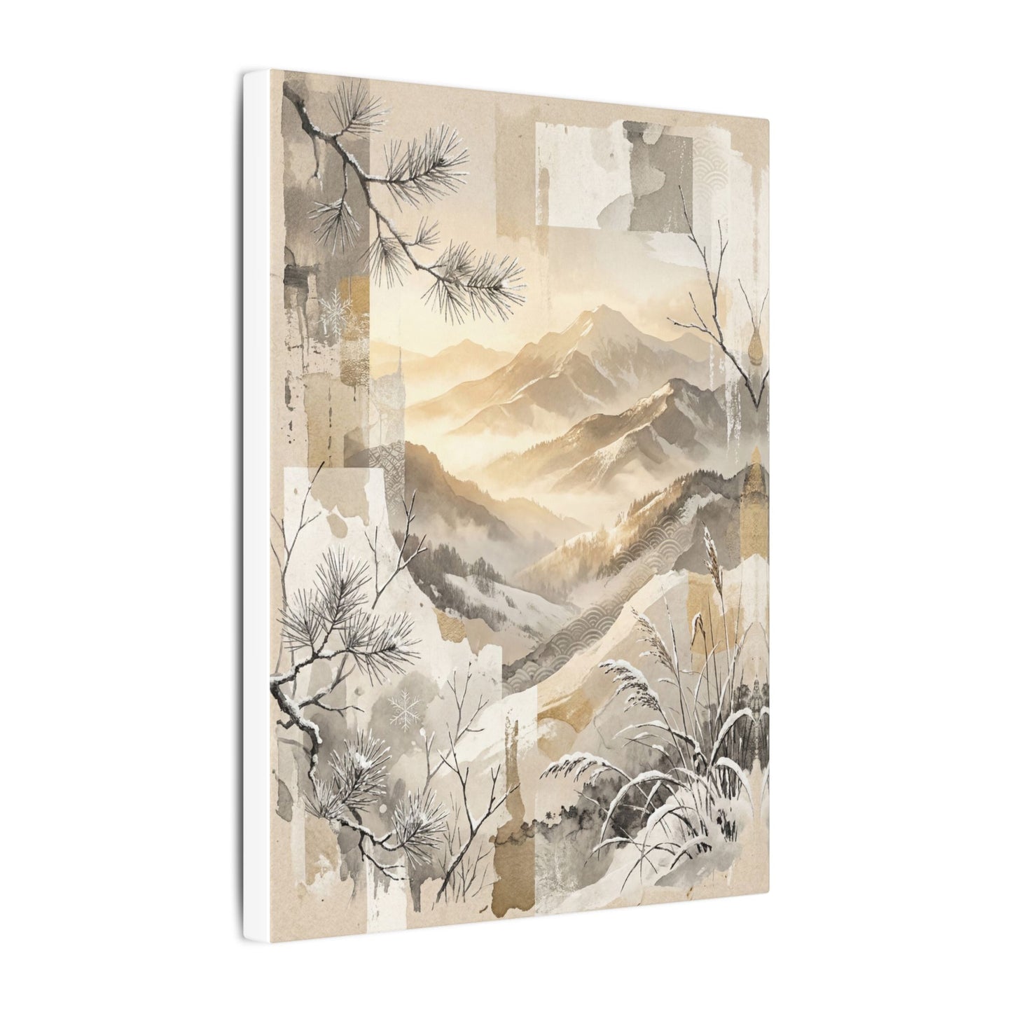 Shibui Mountain Mist Canvas Art - Japandi Japanese Pattern
