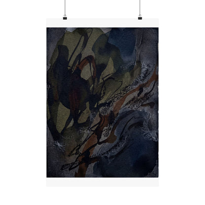 Dark Japandi Shadow Play in Overcast | Charcoal Ink Wall Art Print Art Print